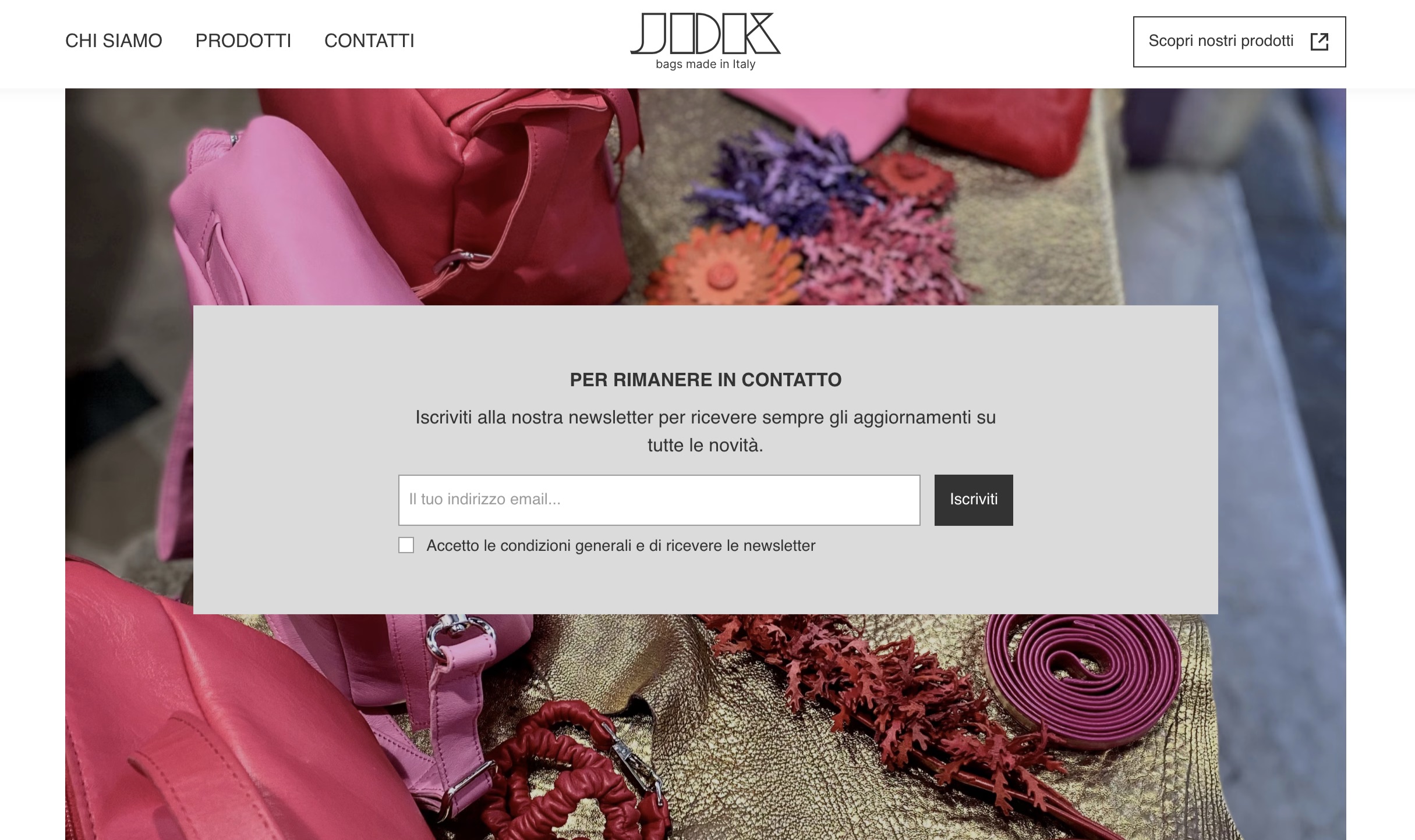 Screenshot of website jdkbagsandmore.it